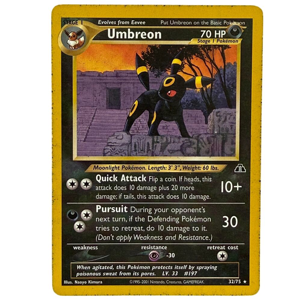 Pokémon Umbreon 32/75 Pokémon Neo Discovery 2001 Non Holo Rare Vintage Card MP